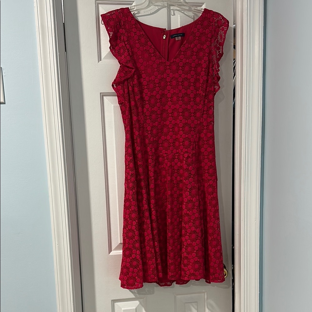 Tommy Hilfiger Red Sleeveless Peplum Dress